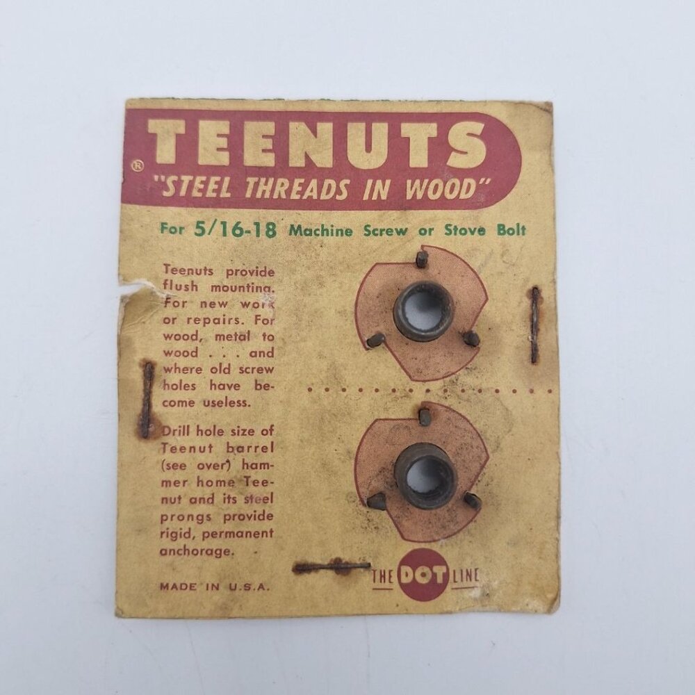 Teenuts Machine Screw Stove Bolt 5/16-18 Wood Steel Threads Vintage Home Project